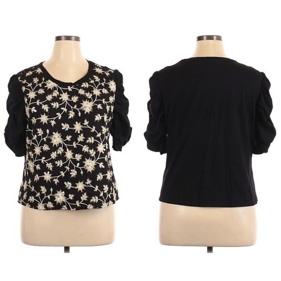 ISLA MAUDE Embroidered Sequin Floral Ruched Sleeve Top XL - Picture 8 of 8